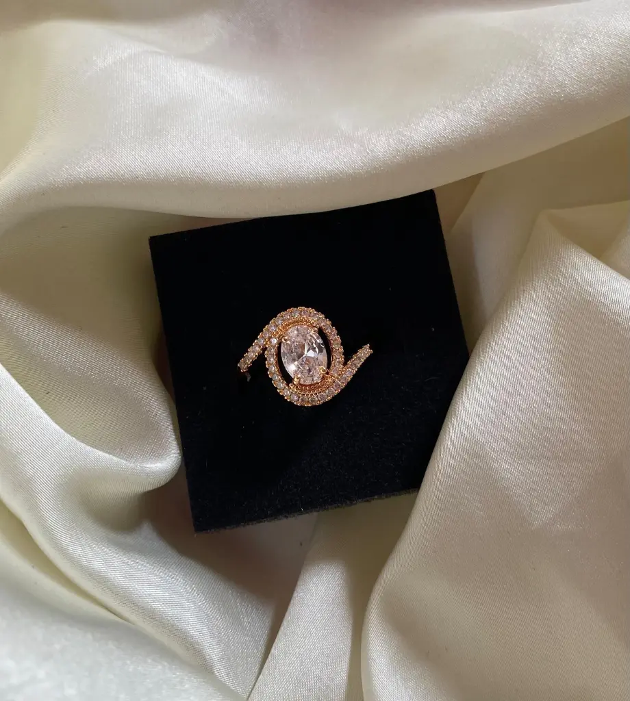 Rose Gold Plated American Diamond Ring 