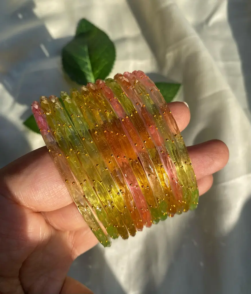 Pastel Raindrops Glass Bangles A set of 12 