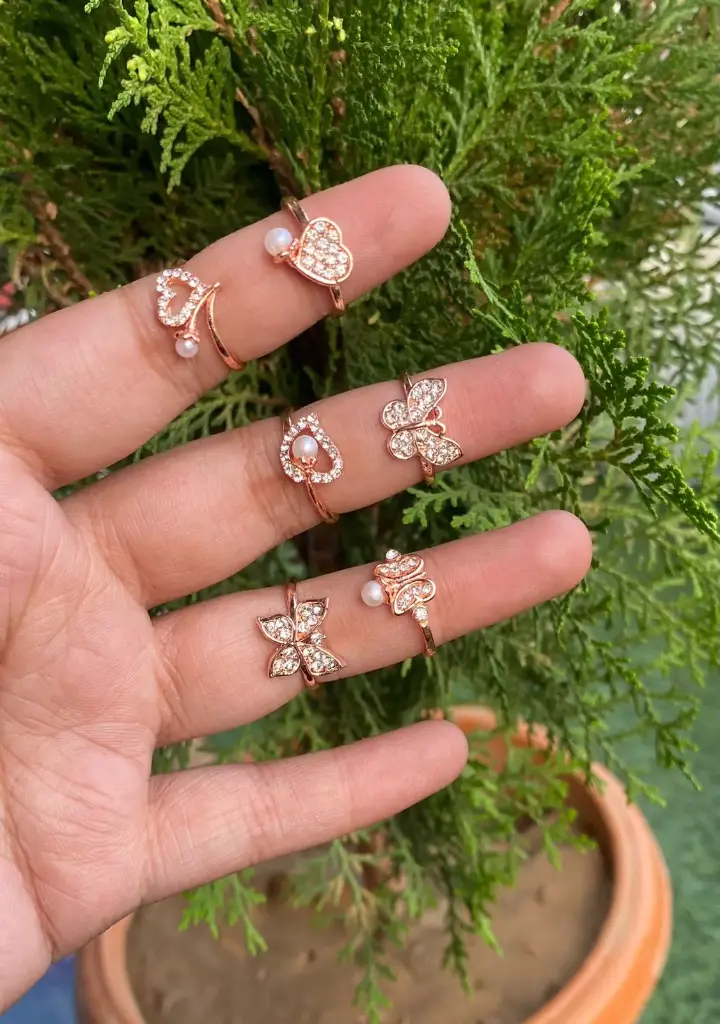 Elegant Rose Gold Rings Set of 6