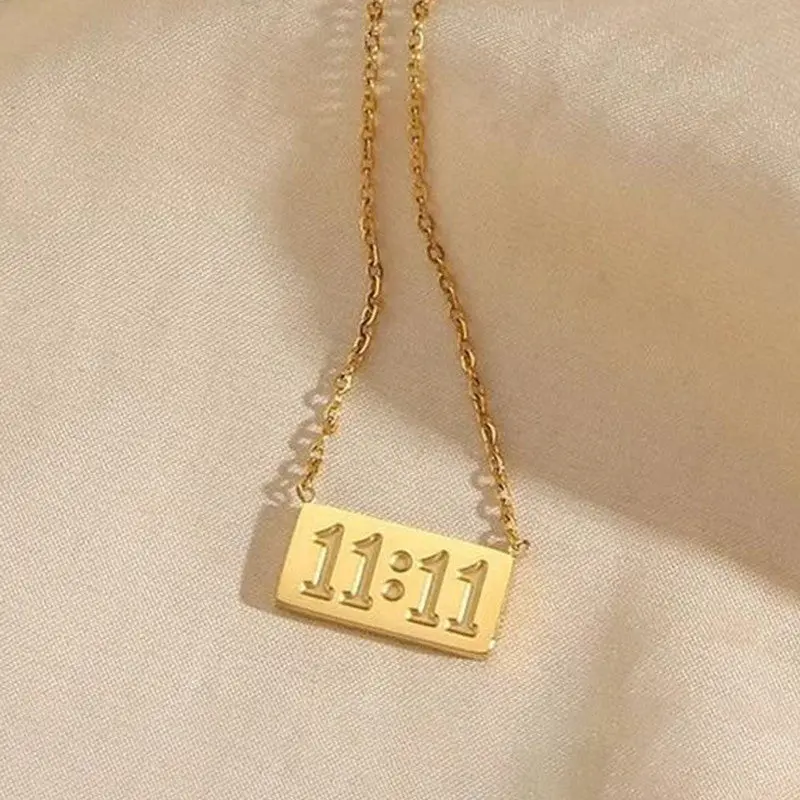 Gold-Plated Anti Tarnish 11:11 Angel Make a Wish Stainless Steel Pendant 