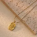 Gold Plated Anti Tarnish White Rose Themed Pendant Necklace