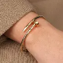 Gold Plated Stainless Steel Anti Tarnish Nail Bracelet For Women 