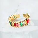 Gold Plated Stainless Steel Anti Tarnish Multicolor Adjustable Finger Ring For Women