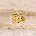 Gold Plated Stainless Steel Anti Tarnish Bow Themed Adjustable Finger Ring For Women