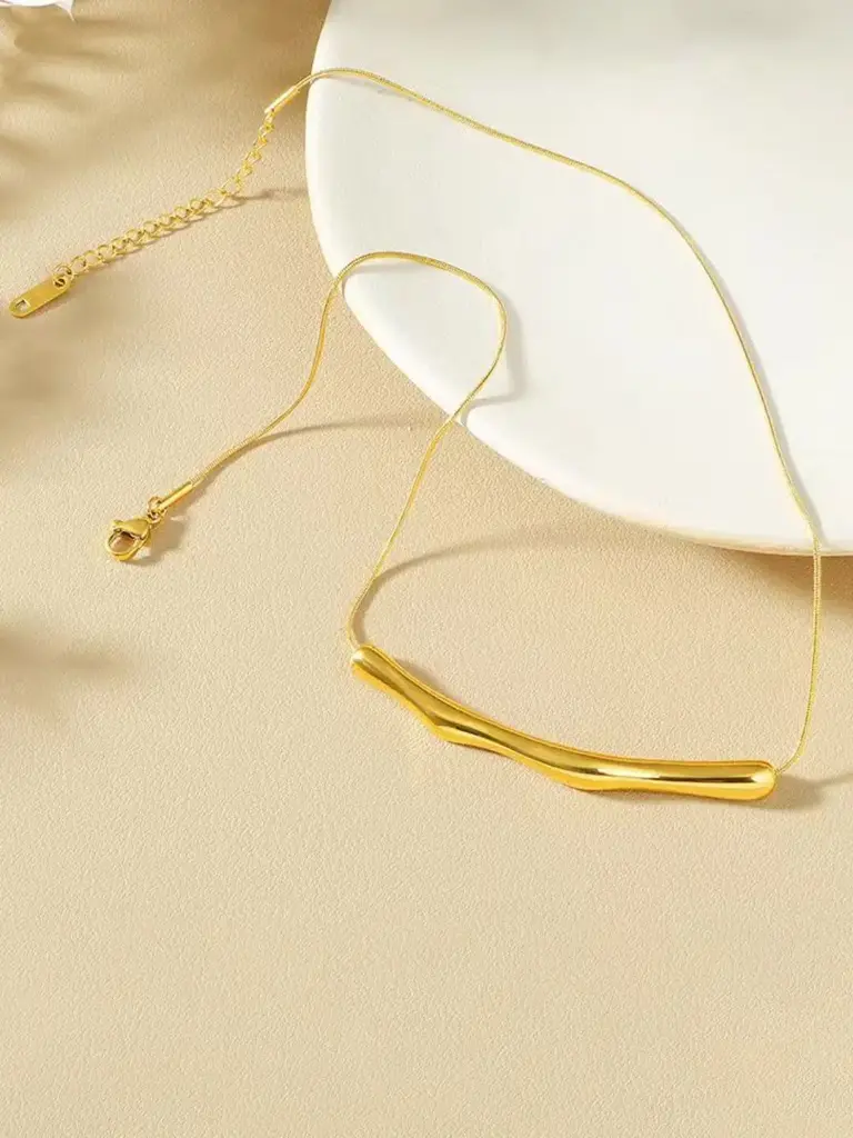 Gold Plated Stainless Steel Anti Tarnish Arc Chain Necklace For Women