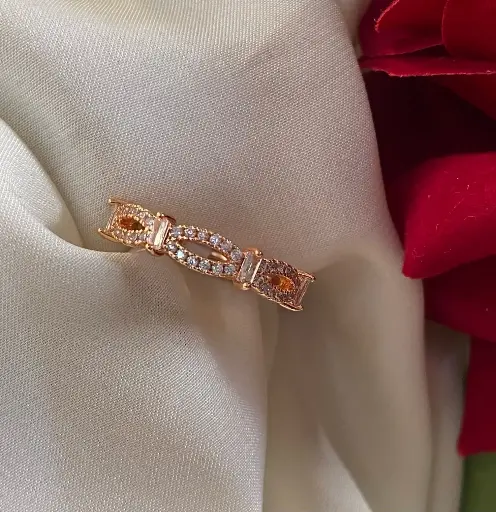 Adjustable Rose Gold AD Ring 