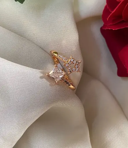 Adjustable Rose Gold AD Ring 