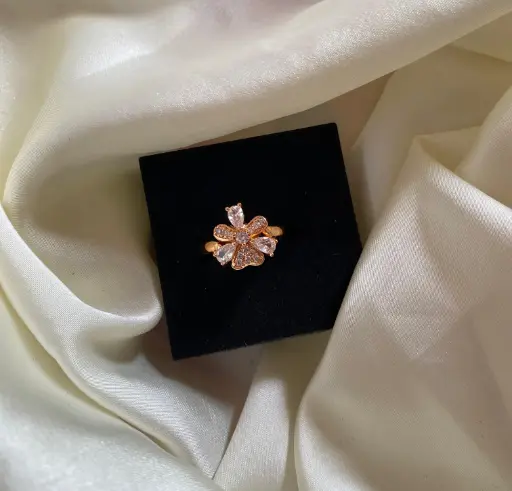 Rose Gold Plated American Diamond Ring 