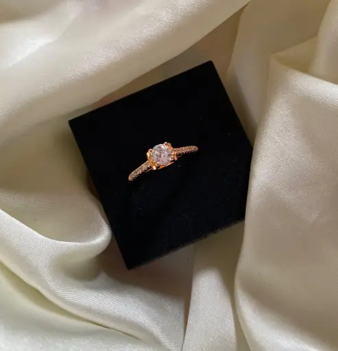Rose Gold Plated American Diamond Ring 