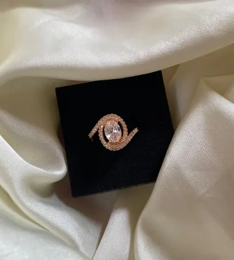 Rose Gold Plated American Diamond Ring 