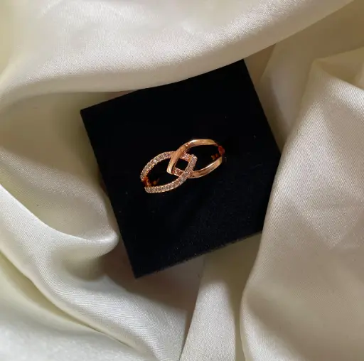 Rose Gold Plated American Diamond Ring 