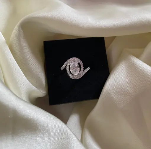Silver Plated American Diamond Ring 