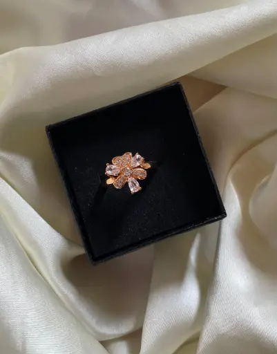 Rose Gold Plated American Diamond Ring 