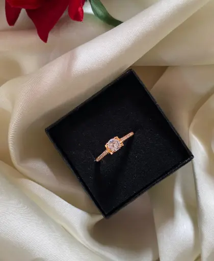 Rose Gold Plated American Diamond Ring 