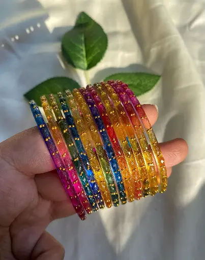 Raindrop Crystal-Cut Glass Bangles