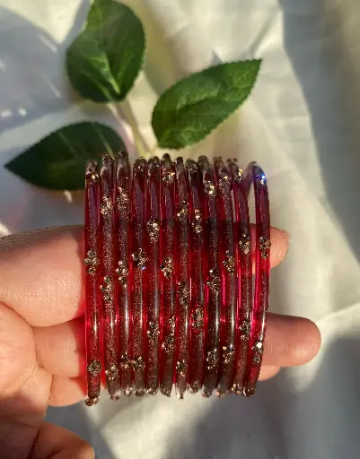 Maroon Glass Bangles – A Set of 12