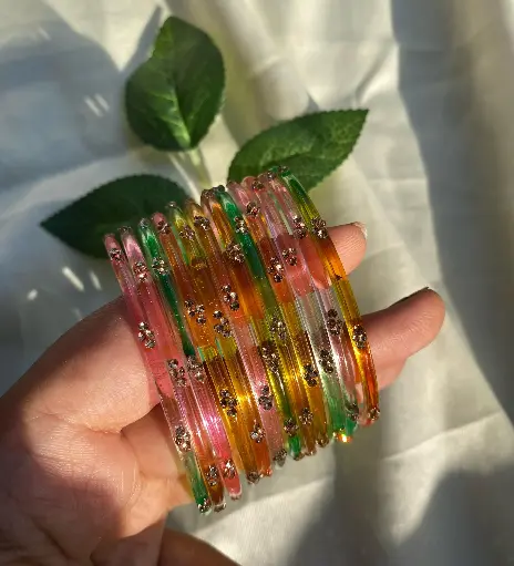Crystal Glass Bangles – A Set of 12 