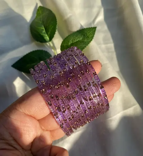 Purple Glass Bangles – A Set of 12  