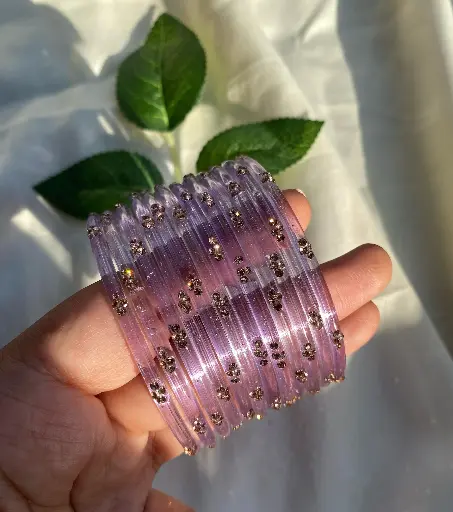 Light purple Glass Bangles A set of 12