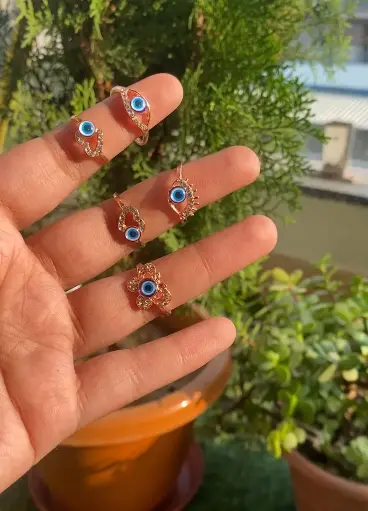 Evil Eye Rose gold Rings Set of 5