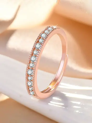 Rose Gold-Plated American Diamond Studded Finger Ring