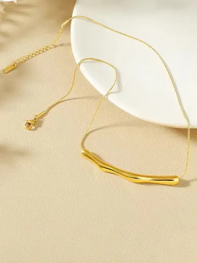Gold Plated Stainless Steel Anti Tarnish Arc Chain Necklace For Women